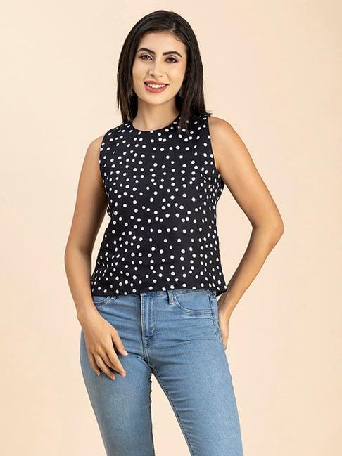 moomaya black & white polka dot top