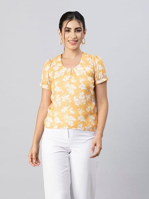 moomaya yellow floral print top