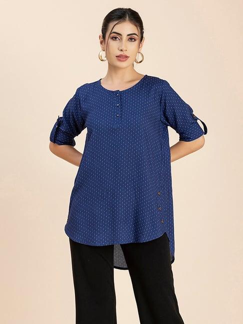 moomaya blue printed tunic