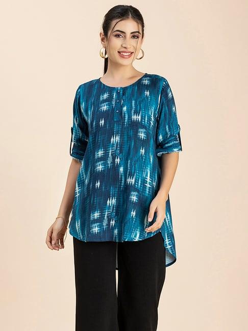 moomaya teal printed tunic