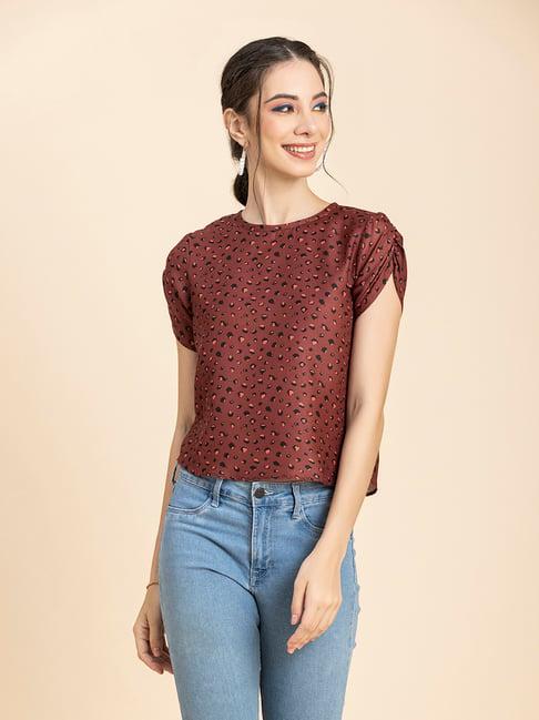 moomaya brown printed top