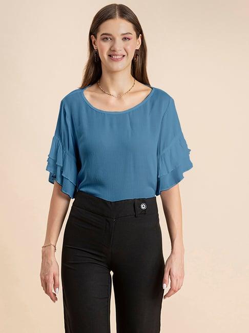 moomaya blue regular fit top