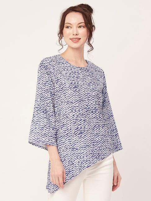 moomaya blue & white printed tunic