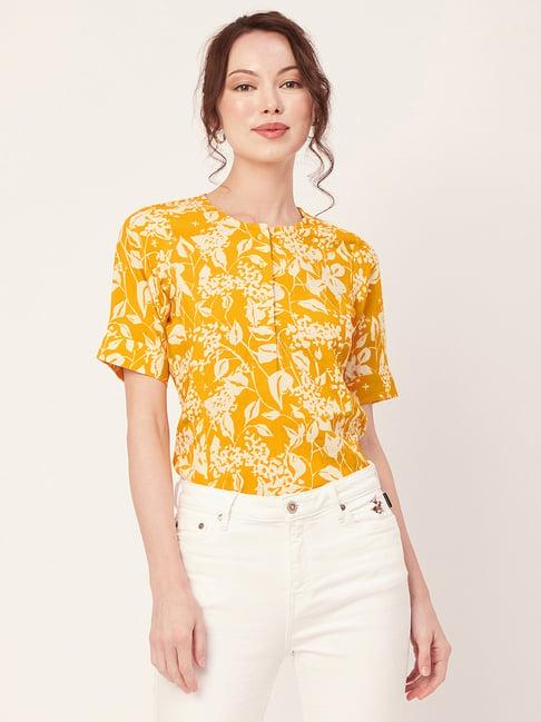 moomaya yellow floral print top