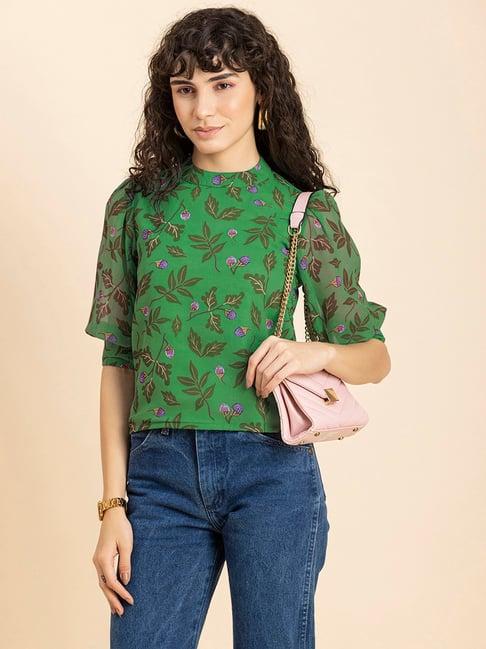 moomaya green floral print top