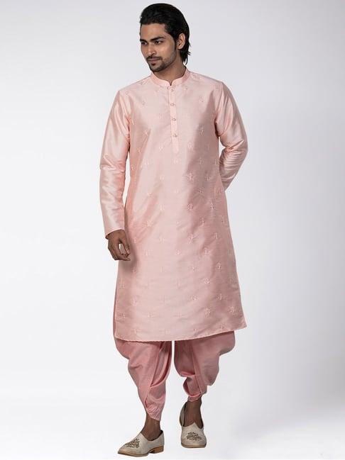 kisah pink regular fit embellished kurta bottom set