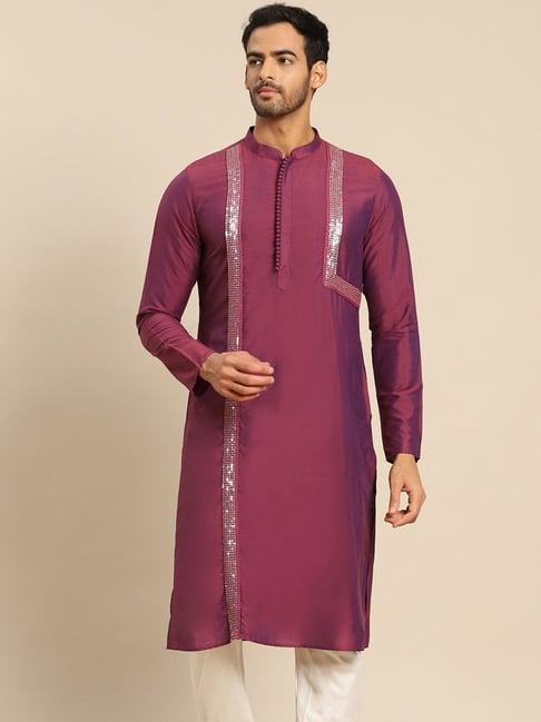 kisah magenta cotton regular fit kurta