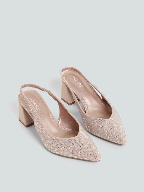 luna blu by westside beige slingback heel shoes