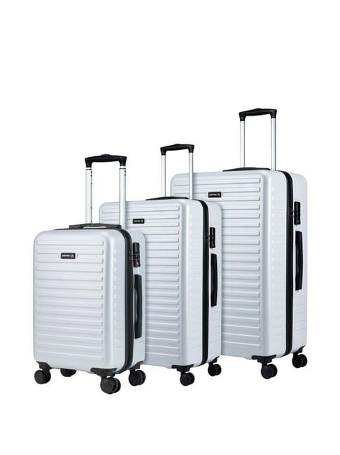 assembly silver textured trolley bag pack of 3 - 20 inch, 24 inch & 28 inch