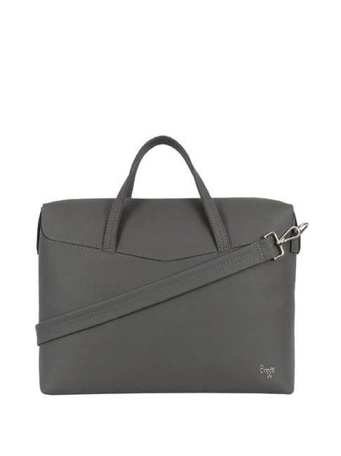 baggit grey solid large laptop messenger bag