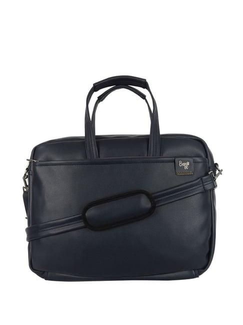 baggit blue solid large laptop messenger bag