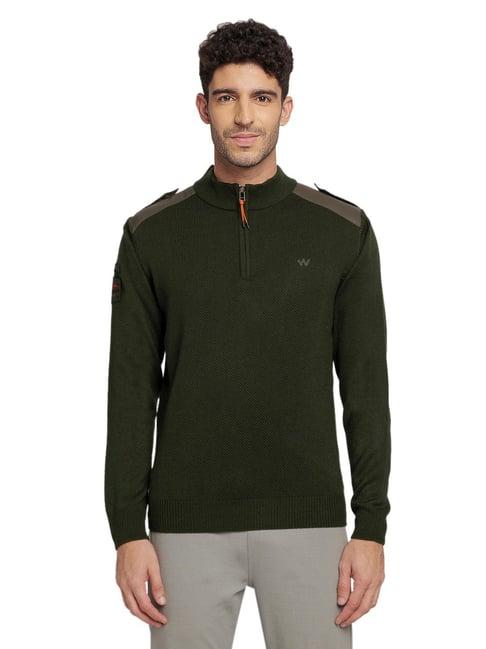 wildcraft olive green regular fit sweater