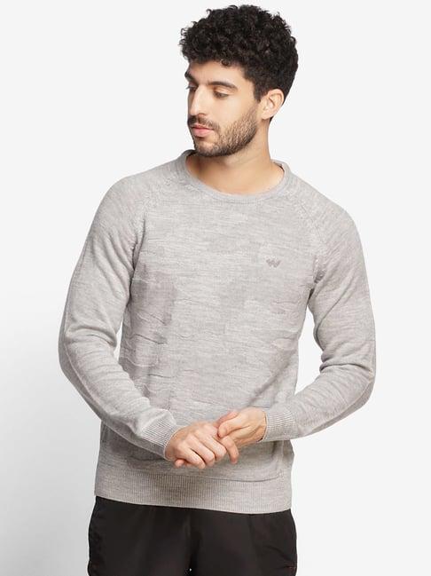 wildcraft light grey regular fit camouflage sweater