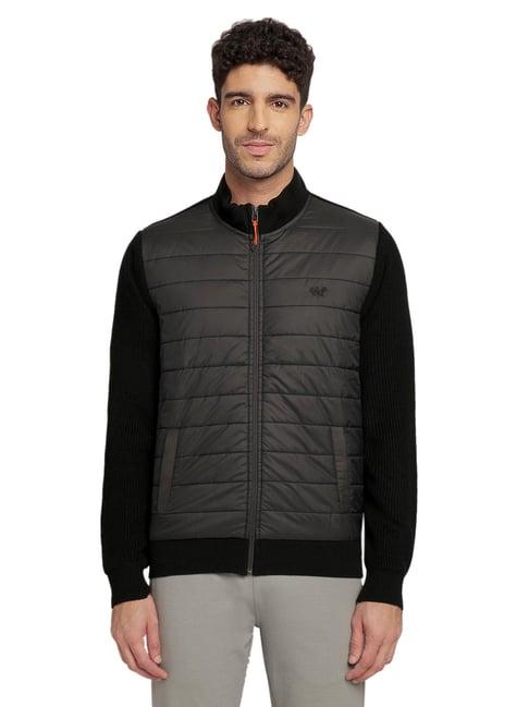 wildcraft black regular fit quilted sweater