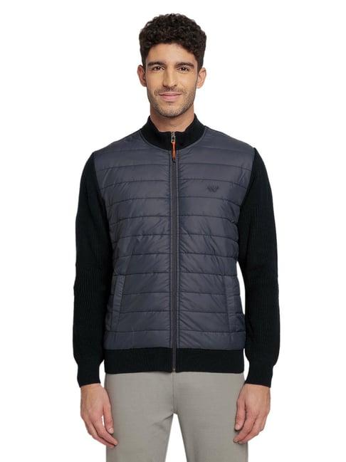 wildcraft navy regular fit quilted sweater