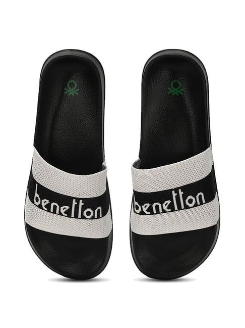 united colors of benetton men's black slides