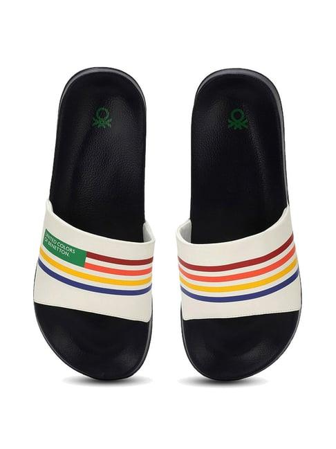 united colors of benetton men's white slides