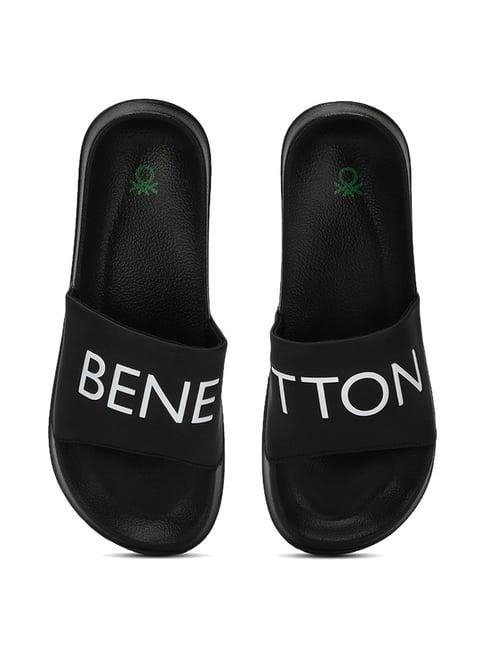 united colors of benetton men's black slides