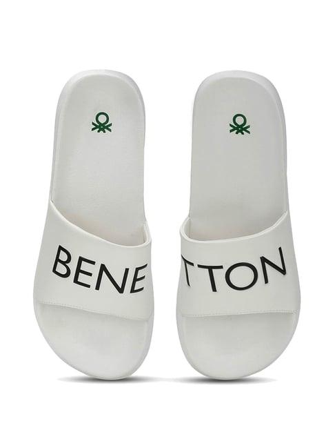 united colors of benetton men's white slides