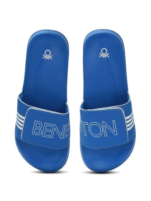 united colors of benetton men's blue slides