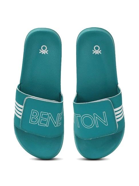 united colors of benetton men's turquoise slides