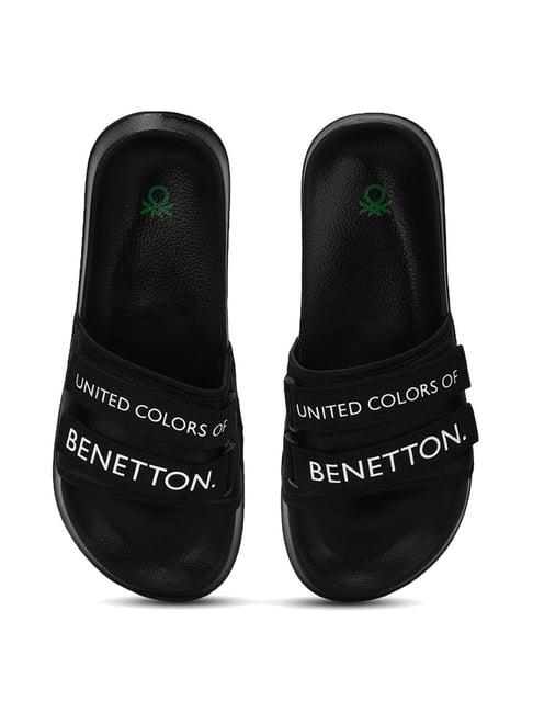 united colors of benetton men's black slides