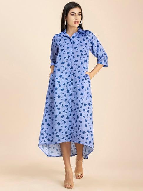 moomaya lavender floral print shirt dress