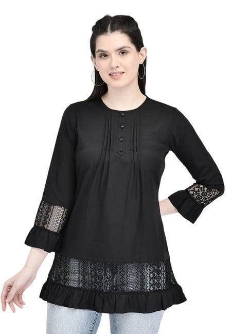 eavan black self design top