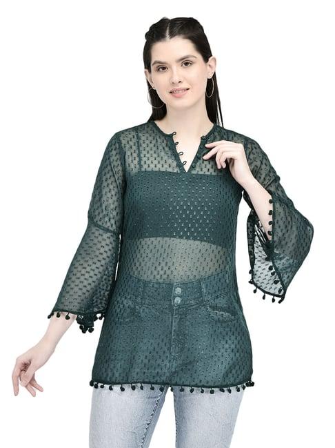 eavan green self design transparent top