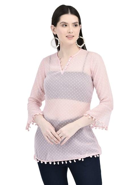 eavan pink self design transparent top