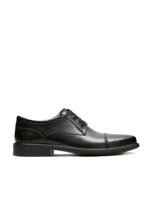 clarks men's wenham cap ii black derby shoes