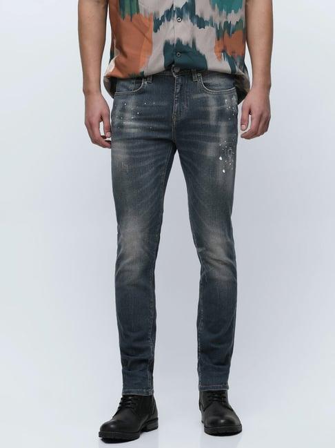 selected homme medium blue lightly washed slim fit jeans