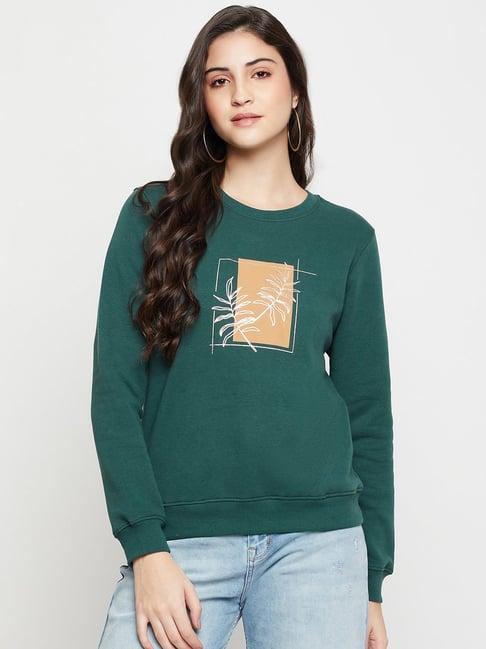 cantabil bottle green printed pullover