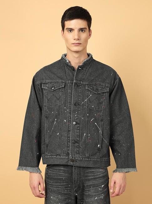 wrangler charcoal relaxed fit denim jacket