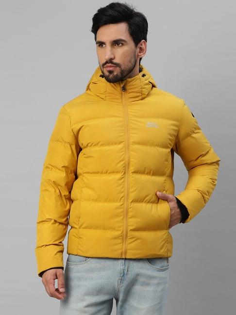 royal enfield escapade down mustard regular fit hooded jacket