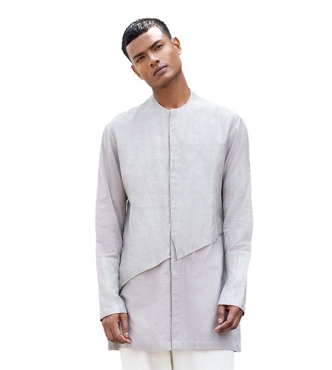 antar agni light grey relaxed fit shirt