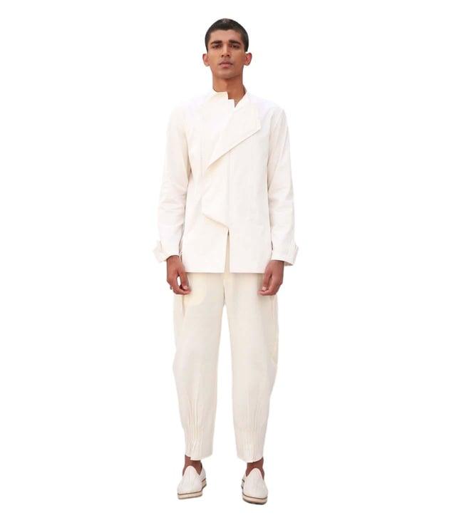 antar agni ivory cotton lego jacket