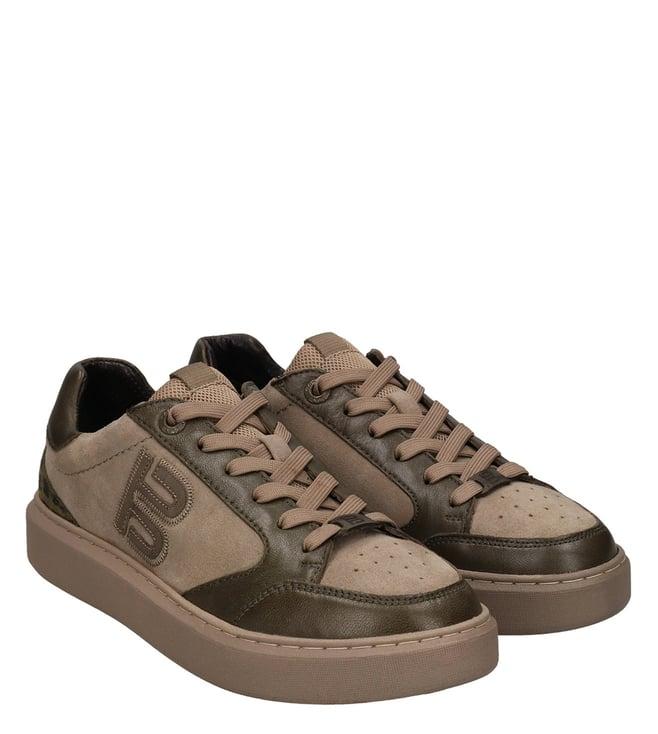 bagatt women's gina mid-top perforated taupe sneakers