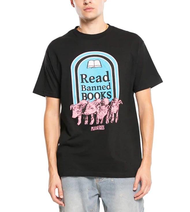 pleasures capsul x black banned books print regular fit t-shirts