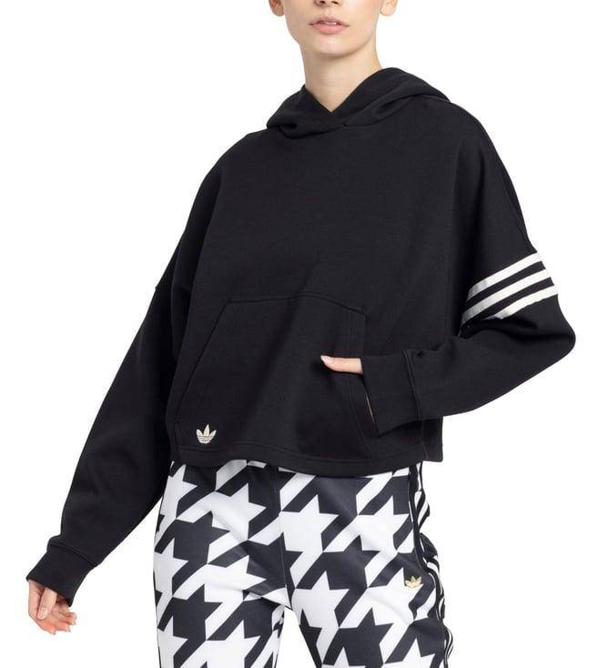 adidas originals black stripes regular fit hoodie