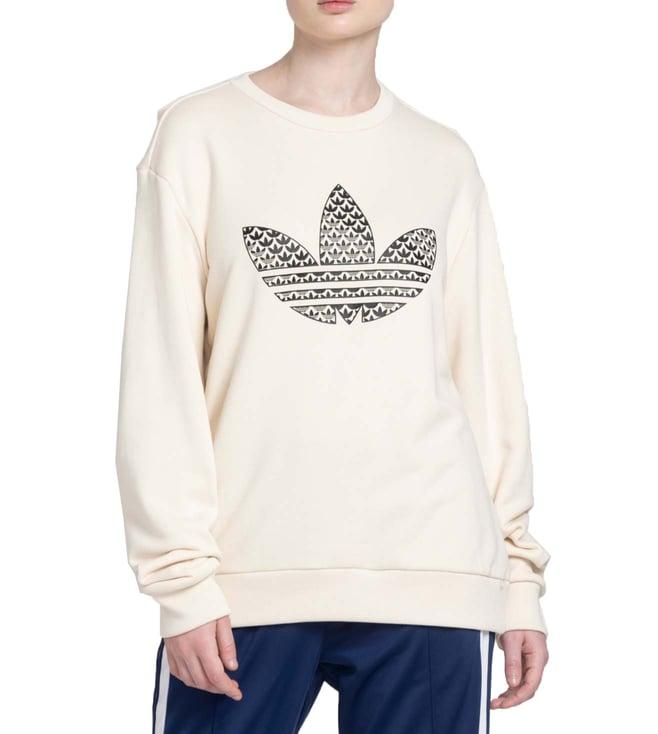 adidas originals white logo loose fit sweatshirt