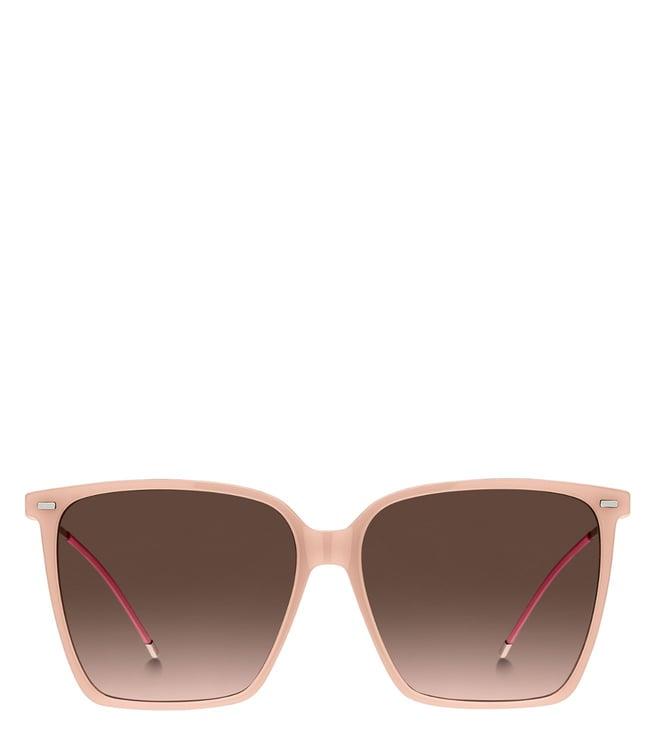 hugo boss 204919fwm60m2 brown pink shaded light & minimal square sunglasses for women