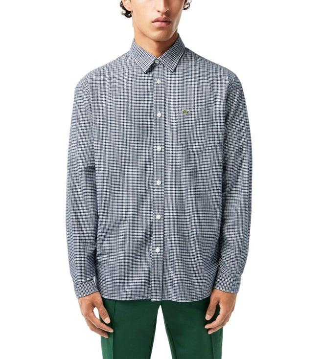 lacoste multi core collection striped flannel checked regular fit shirt