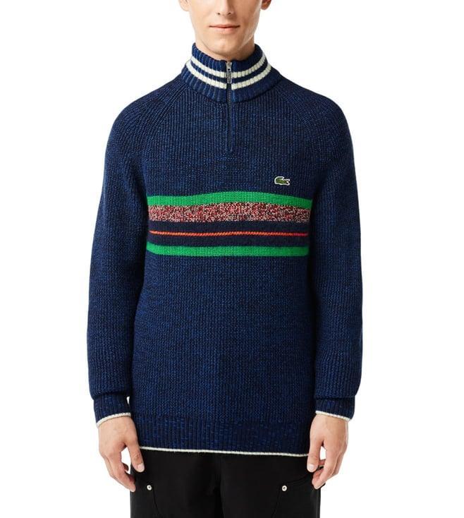 lacoste multi winter iconics woven classic fit sweater