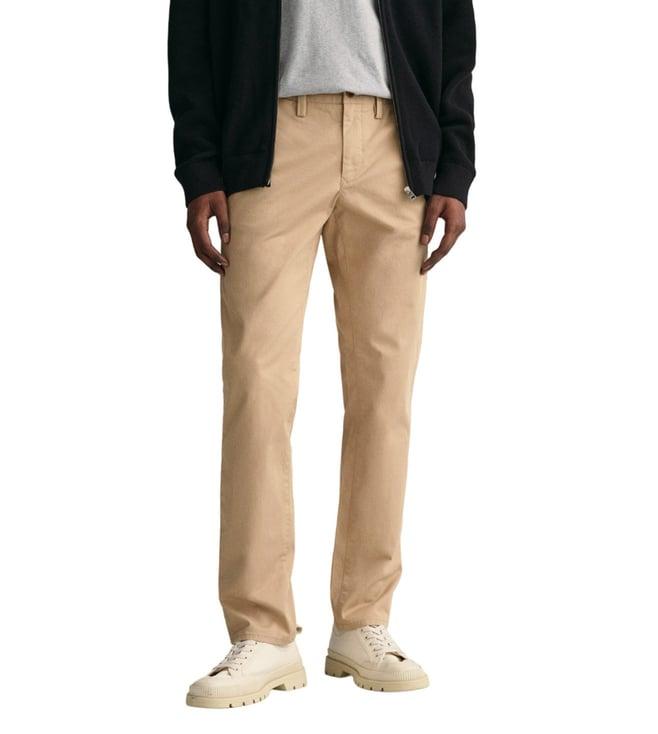 gant dark khaki slim fit trousers