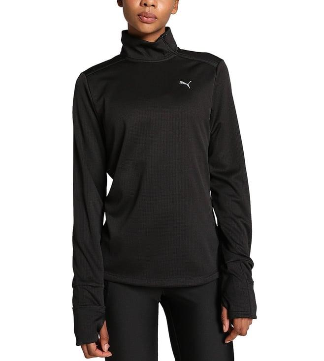 puma black micro fleece regular fit running t-shirt