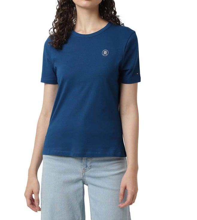 tommy hilfiger deep indigo solid slim fit t-shirt