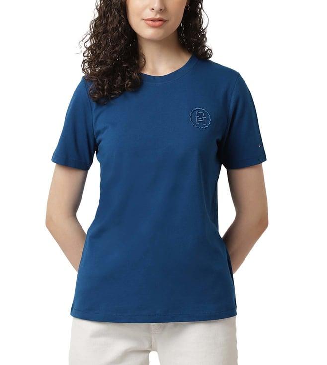 tommy hilfiger deep indigo solid regular fit t-shirt