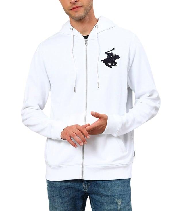 beverly hills polo club white full sleeves hooded sweatshirt