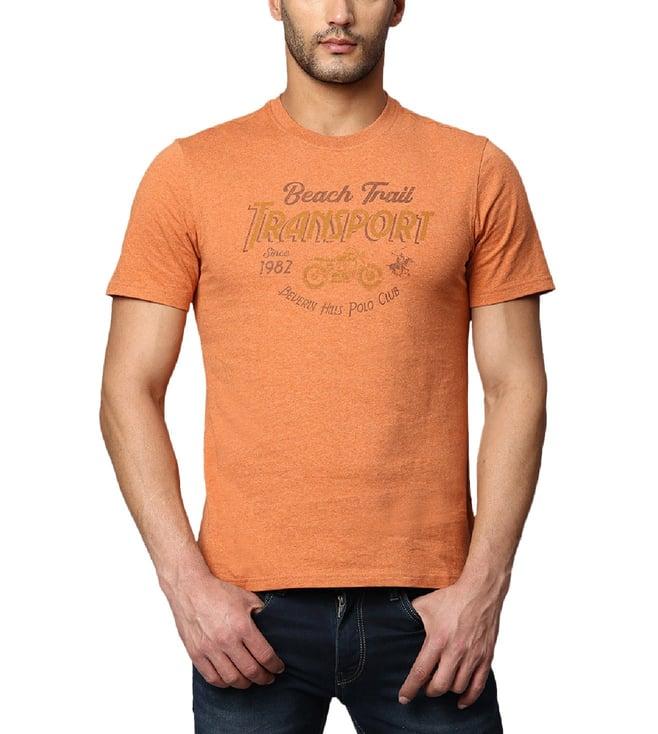 beverly hills polo club orange regular fit cotton crew t-shirt